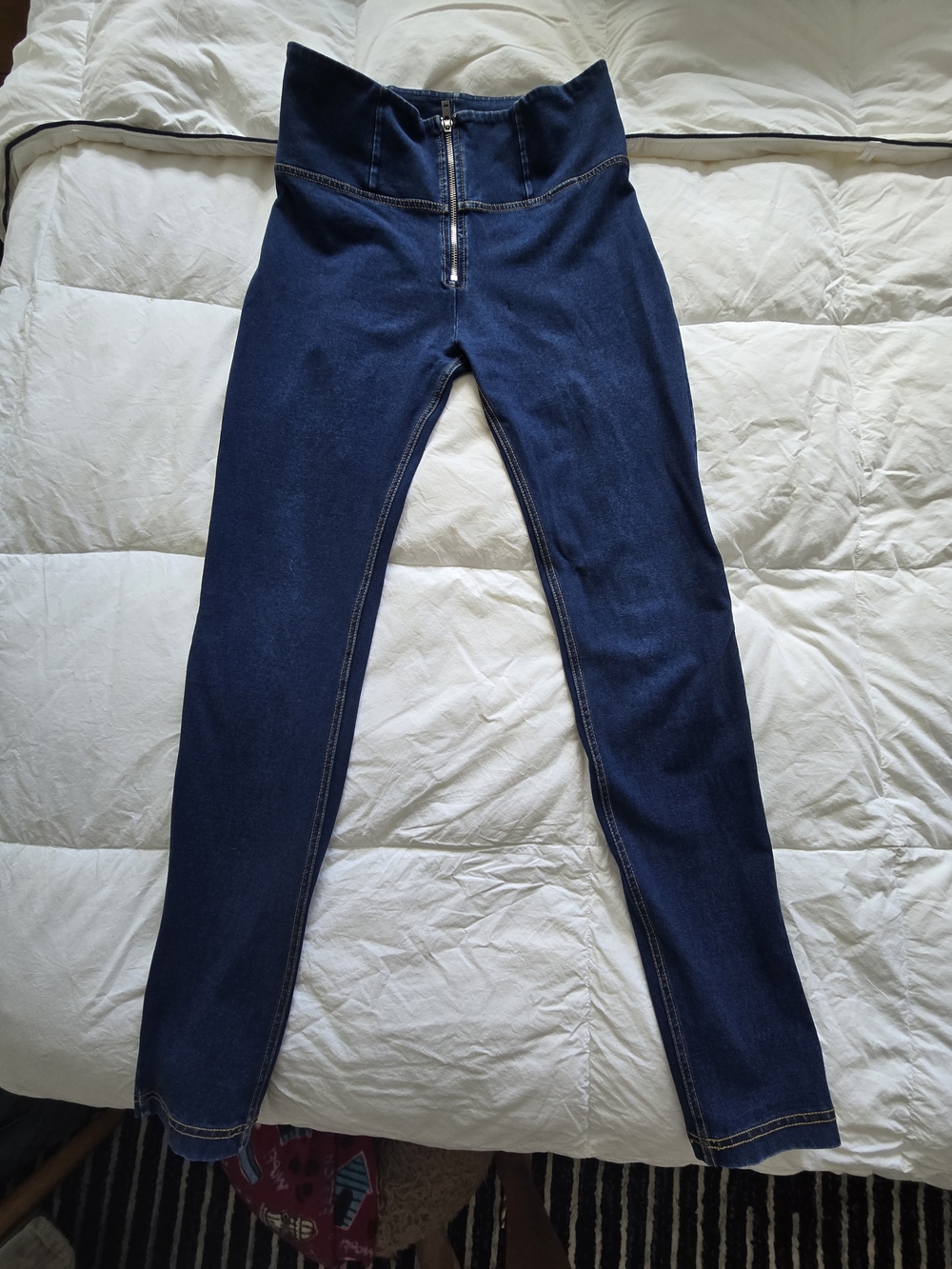 Freddy Pants High-Waist Dark Blue Women’s Pants with Front Zip